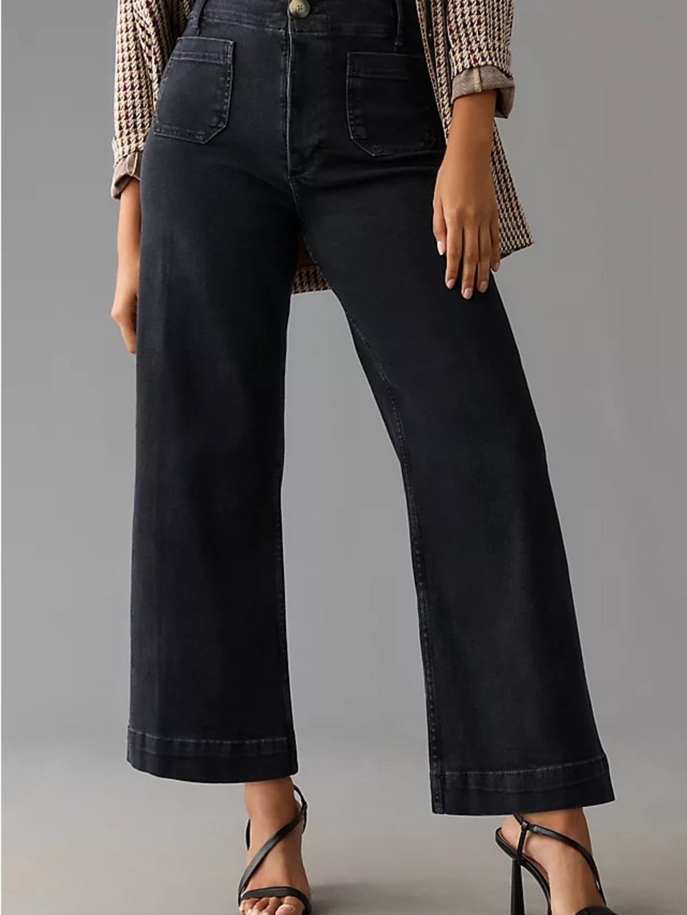 Anthropologie Black Wide-Leg High-Rise Jeans stretch